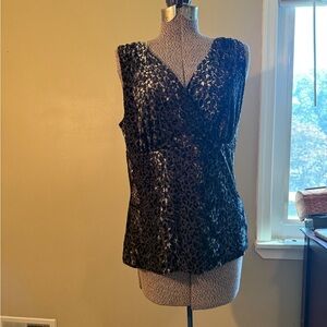 White House Black Market Sequin Wrap Blouse in Blue